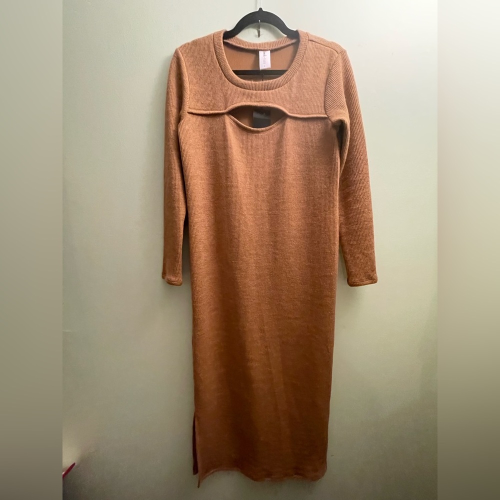NWT Smash + Tess Zoe Cut-out MIDI Dress Cinnamon Brown Size Small